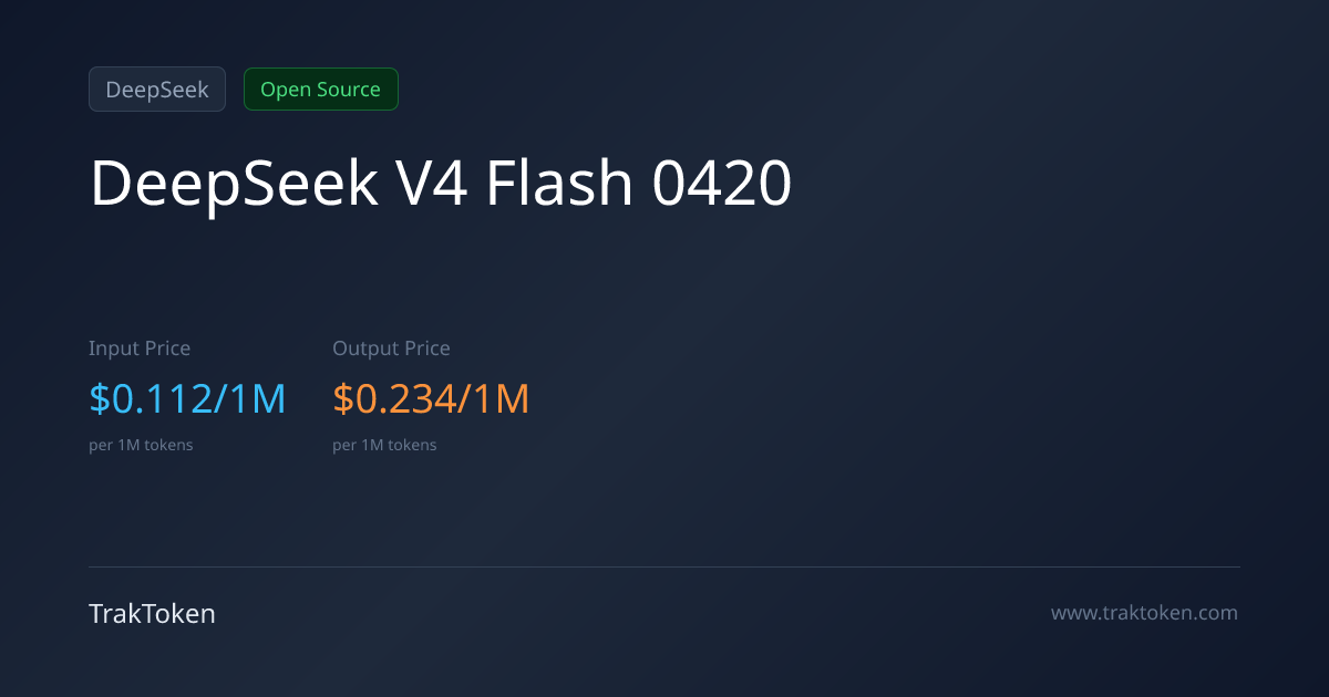 DeepSeek V4 Flash 0420 (max) API 定价与评测 | TrakToken